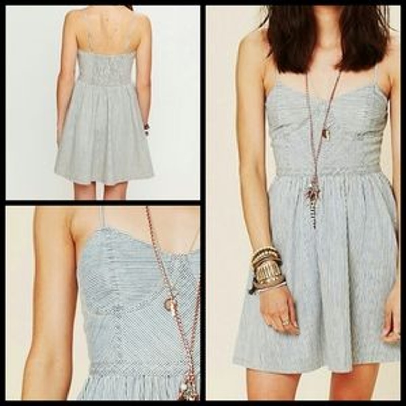 Free People Light Blue Striped Midi Dress